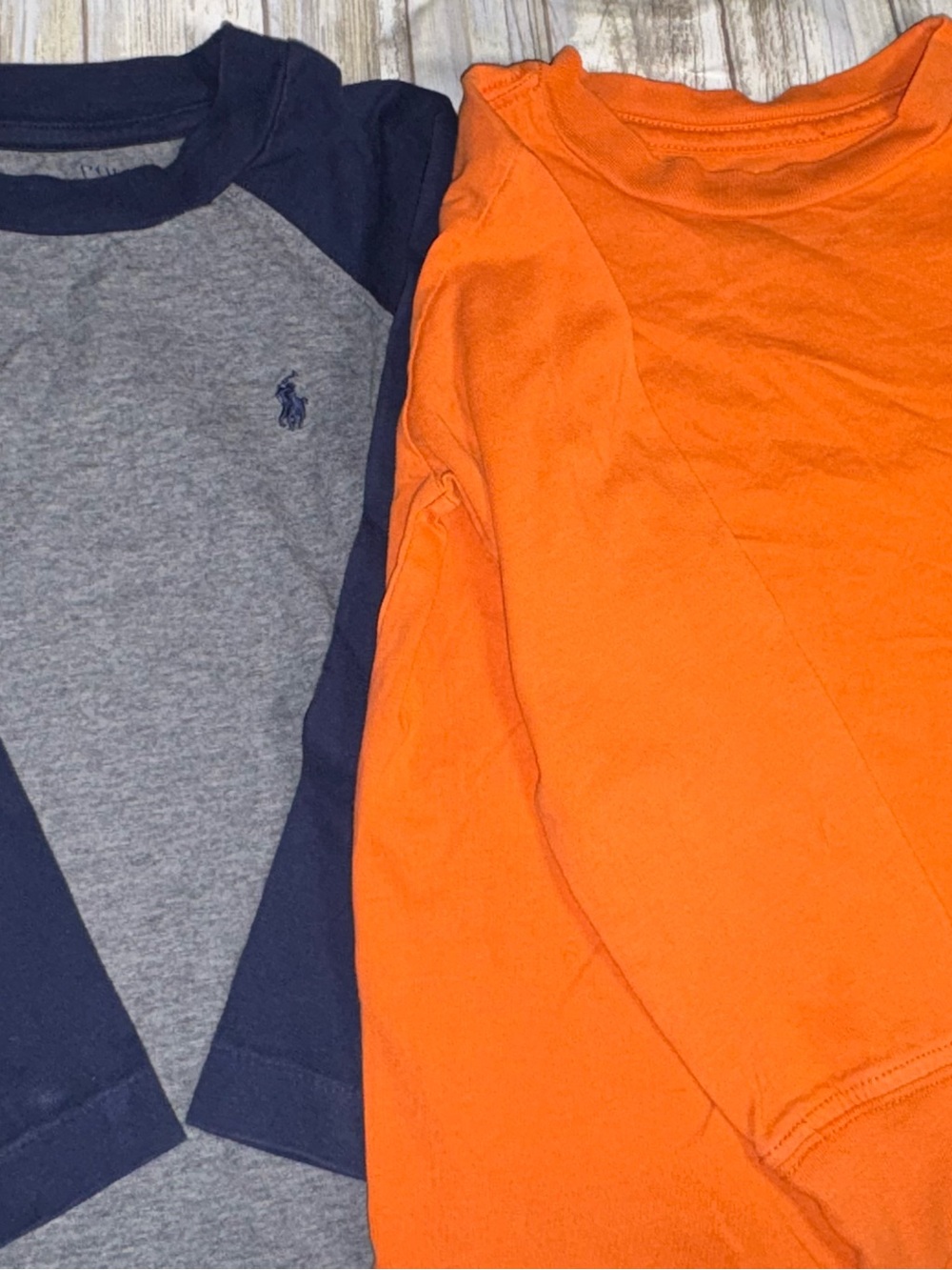 Polo by Ralph Lauren Navy & Gray Raglan Tee with Orange Long Sleeve